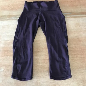Lululemon Train Times Crop Leggings Women 4 Purple Mid Rise Pocket Sweat Wicking - Picture 1 of 12