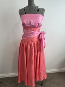 Vintage Sue Feldy 80s 50s Style Prom Formal Dress Pink Coral Strapless XS S 6 8 - Picture 1 of 19