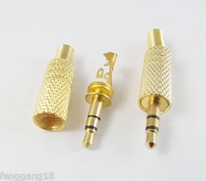 5x 3.5mm 1/8" Stereo Male Plug Audio Cable Solder Gold TRS Adapter Connector DIY - Picture 1 of 6