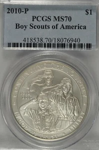 2010 P Boy Scouts of America Commemorative Silver Dollar PCGS MS70 - Picture 1 of 3