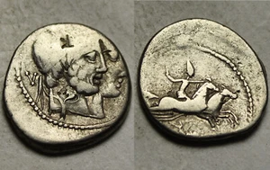 Genuine ancient Roman silver coin denarius Anonymous Dioscuri Biga Money mark - Picture 1 of 4