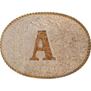New Silver P A Letter Initial Name Alex Alec Al Albert NOS Vtg Belt Buckle - Picture 1 of 5