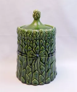 Vtg 1970s McCoy Pottery Ceramic Asparagus Vegetable Tied Cookie Jar Green 10" - Picture 1 of 10