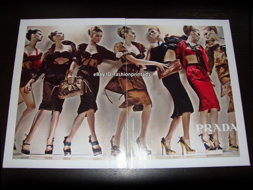PRADA 2 pagine PRINT AD primavera 2009 SIGRID AGREN Toni Garrn YMRE STIEKEMA GAMBE