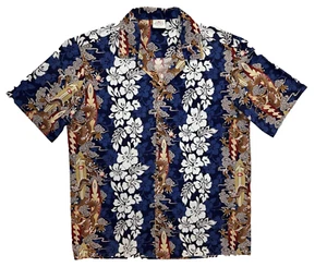 VTG Aloha Republic Hawaiian Dragon Surfboard Short Sleeve Shirt Men XL Floral - Picture 1 of 12
