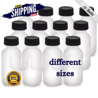 ROMERIZA INC Glass Bottles with Caps & Lids–Ideal for Storing Liquids, Oils, and DIY Projects