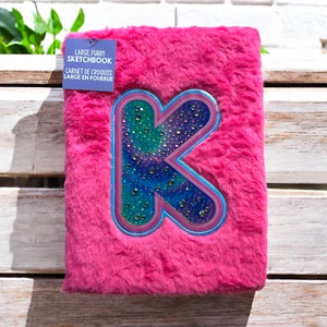 Cuaderno de bocetos grande rosa peludo diario cuaderno con gema de cristal adornado con joyas K - Imagen 1 de 2