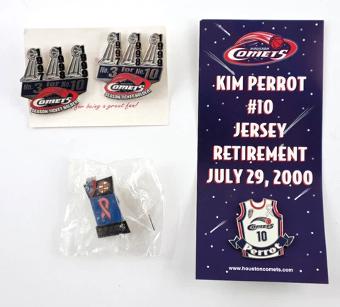 WNBA Comets Memory KIM PERROT Basketball #3 for #10 And Jersey Retirement Pins Cover