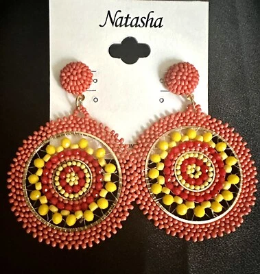 娜塔莎串珠耳环珊瑚色/轻质 — 第 1/3 张图片