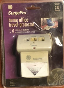 SurgePro home office travel protector 2 standard outlets 2 phone/fax/modem lines - Picture 1 of 2