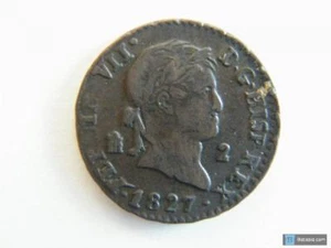 Moneda 2 Maravedís Fernando VII 1827, Buena Moneda - Segovia - Picture 1 of 2