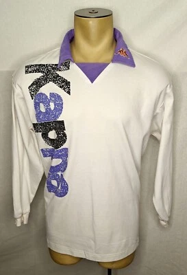 Vtg 90s Mens Kappa white & purple 3/4 long sleeve polo shirt soccer jersey XL - Image 1 of 4
