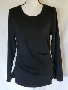 INC Women's Top Drape Detail Long Sleeve Ribbed in Black Size XL New - Picture 1 of 9