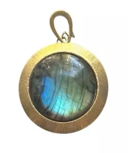 Veronese Italy .925 Sterling Silver Gold Vermeil Labrodite Pendant - Picture 1 of 7