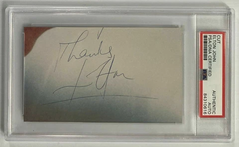 🔥🔥 1982 ELTON JOHN SIGNED AUTOGRAPHED 3x5 CUT PSA DNA SLAB CERTIFIED AUTHENTIC Cover