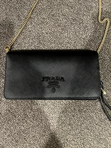 Prada Purse - Monochrome Wristlet Wallet on Chain Saffiano Leather Mini  - Picture 1 of 11