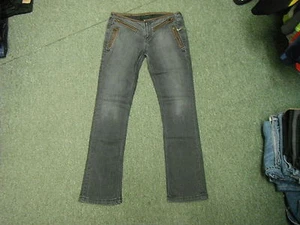 Pantalones de mezclilla Firetrap Bikexa bajos ajustados cintura 30"" pierna 30"" negros descoloridos señora - Imagen 1 de 4