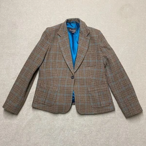 Moloh Tweed Blazer Jacket 40" Women's Brown Plaid Houndstooth Wool Equestrian - Picture 1 of 10