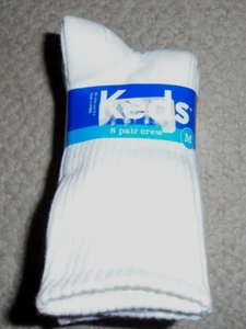Keds Kids Sports Crew 8 Pair White Size Medium 9-3 New Packed - Picture 1 of 5