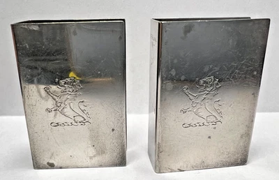 2 Antiguos De Colección Plata Esterlina Caja de Cerillas Estuche Cubierta Soporte León de Pie "W"! Foto 1 de 4