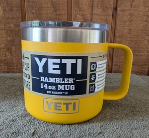 YETI Rambler 14 oz MUG w/Magslide Lid /Limited Edition/Retired ALPINE YELLOW - Picture 1 of 4