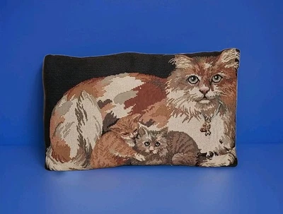 Vintage Cat Tapestry Pillow 12" X  7" - Image 1 of 4