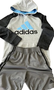 Adidas Youth Boys Pullover Hoodie & Gym Shorts Combo - 8 & 10/12 - Picture 1 of 7