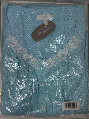 Conjunto de pijama Secret Treasures Sleepwear cuello en V azul con ribete de encaje talla 12-14 Foto 1 de 3