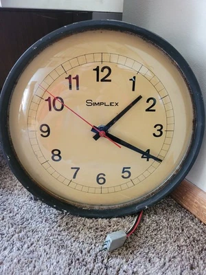 Vintage Simplex Wall Shop Barn School Clock Glass Face 12 1/2" - Image 1 of 4