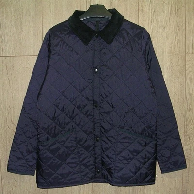 Barbour Boys Navy Blue Cord Collar Quilted Jacket Coat Age 12-13 XL Worn Once - Image 1 of 4