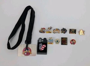 Vintage Walt Disney World Pin Trading Cast Member Lanyard Card W/ 11 Pins - Picture 1 of 24