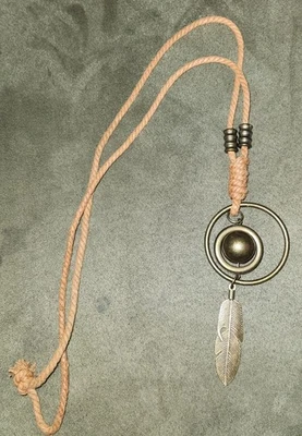 Collar Largo Marrón Cuerda Pluma Celestial Hippie Boho Cottagecore Bruja Foto 1 de 4