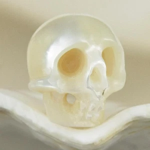 Trapano verticale 9,68 mm intagliato panna bianco perla acqua dolce teschio umano perline 0,78 g - Foto 1 di 14