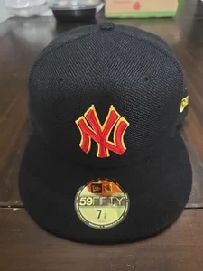 York Yankees Hemp Wool Linen New Era 59FIFTY cap Hat Black Ka Quart 7 3/8 Nwt - Picture 1 of 5