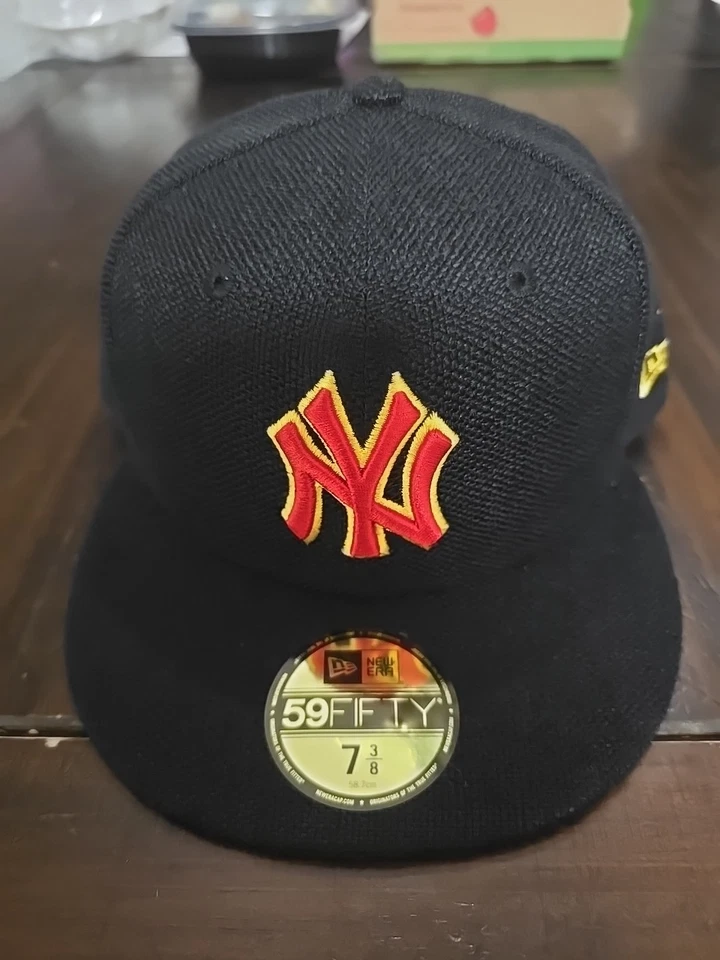 Era 59Fifty New York Yankees Hemp Black Orange Colorpack Hat Size 7 3/8