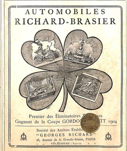 IVRY-SUR-SEINE ( 94 ) AUTOMOBILES RICHARD-BRASIER / PUBLICITÉ 1905 - Imagen 1 de 1