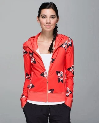 Suéter con Capucha Lululemon Namaskar Flor Atómica Parfait Naranja Talla 6 Cremallera Completa Foto 1 de 4