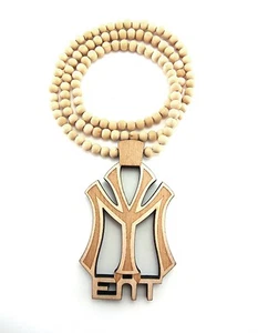 Collar de cadena de madera joven pieza de dinero 36" buena madera estilo Lil Wayne - Imagen 1 de 5