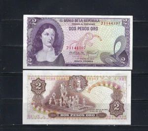 -BANCO DE LA REPUBLICA 1972 COLOMBIA- $2 PESOS ORO - Picture 1 of 1