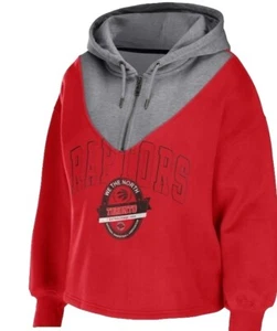 Women's Toronto Raptors Red Pieced Quarter-Zip Hoodie Size Small - Picture 1 of 2