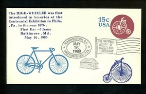 US FDC #U597 Blair Law 1980 DC Smithsonian High Bicycle Bicycling Unofficial - Picture 1 of 2