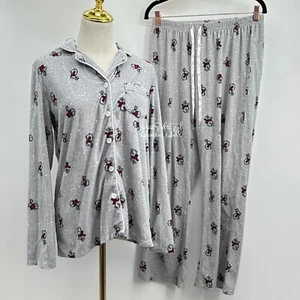 Croft & Barrow Ostern Hasen zweiteiliges Pyjama-Set mit Knopfleiste Größe Small - Bild 1 von 8