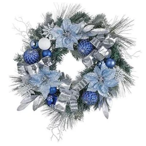 Pre-Lit Christmas Wreath for Front Door with Lights, 24 Inch Large Lighted - Picture 1 of 7
