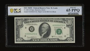 DBR 1969-C $10 FRN St. Louis Gem Fr. 2021-H PCGS-B 65 PPQ Serial H55054572A - Picture 1 of 2