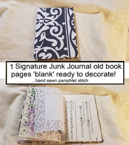 Junk Journal Notebook Handmade Book Sewn Ready To Decorate -Grey Boho- Australia - Picture 1 of 12
