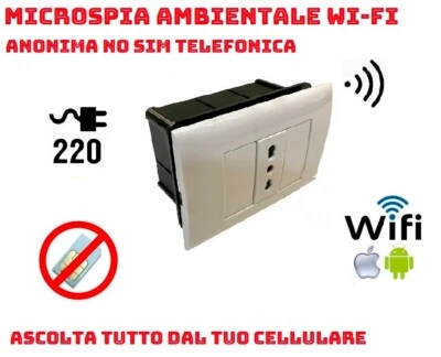 SPY microfono ambientale microspia nascosta in presa Wi-Fi anonima vimar plana - Immagine 1 di 3