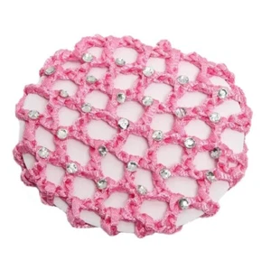Rosa glitzernd gewebt gehäkelt Knoten Design Band Haarnetz Dutt Halter Ballett Tanz - Bild 1 von 1