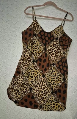 Vestido de pijama con tirantes de espagueti para mujer L estampado animal retazos se siente como seda Foto 1 de 4