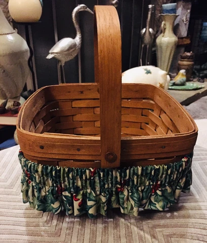 Vintage 1988 LONGABERGER Basket 8.5 x 8 x 5” Swivel Handle Removable Clear Liner Cover