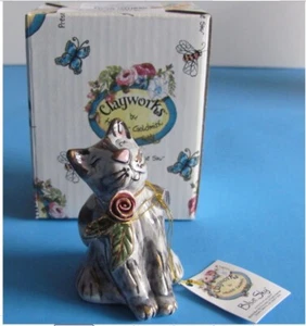 Blue Sky Clayworks Kitten Candle Snuffer Cat w/Rose Heather Goldminc 2002 NIB - Picture 1 of 5